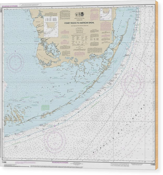 Nautical Chart-11450 Fowey Rocks-American Shoal Wood Print