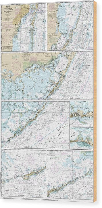 Nautical Chart-11451 Miami-Marathon-Florida Bay Wood Print