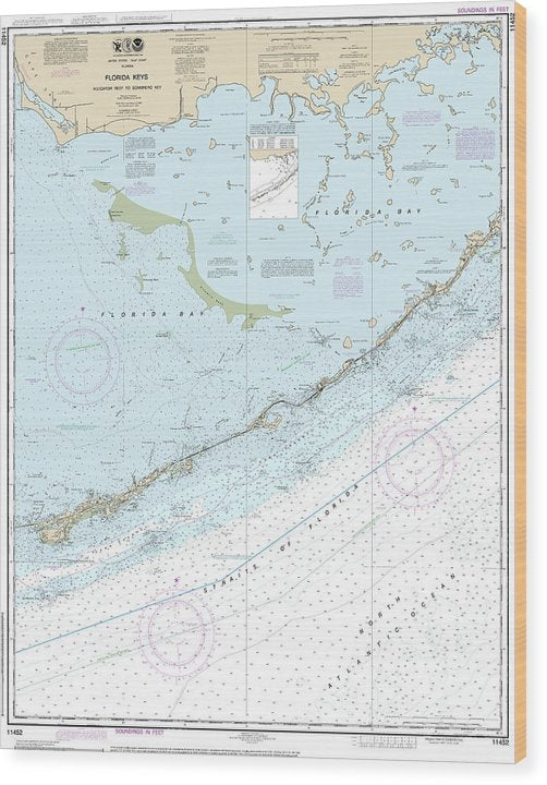 Nautical Chart-11452 Intracoastal Waterway Alligator Reef-Sombrero Key Wood Print