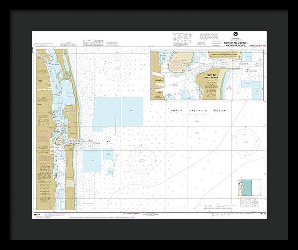 Nautical Chart-11459 Port-palm Beach-approaches - Framed Print