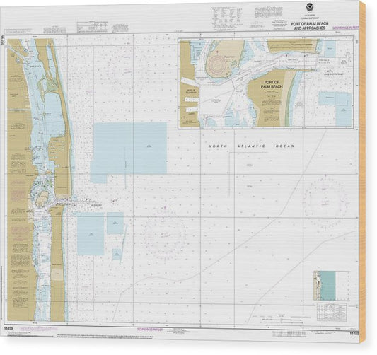 Nautical Chart-11459 Port-Palm Beach-Approaches Wood Print