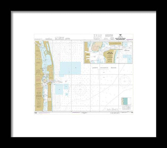 A beuatiful Framed Print of the Nautical Chart-11459 Port-Palm Beach-Approaches by SeaKoast