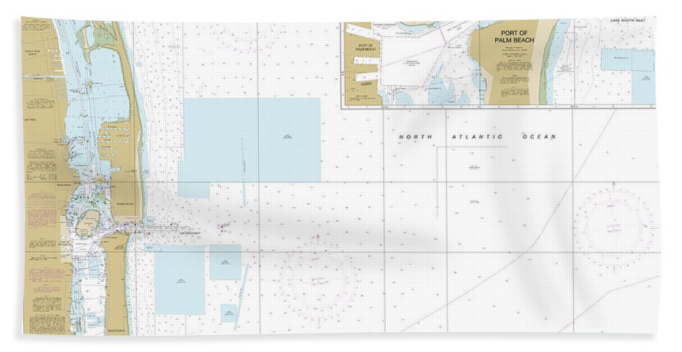 Nautical Chart 11459 Port Palm Beach Approaches Bath Towel