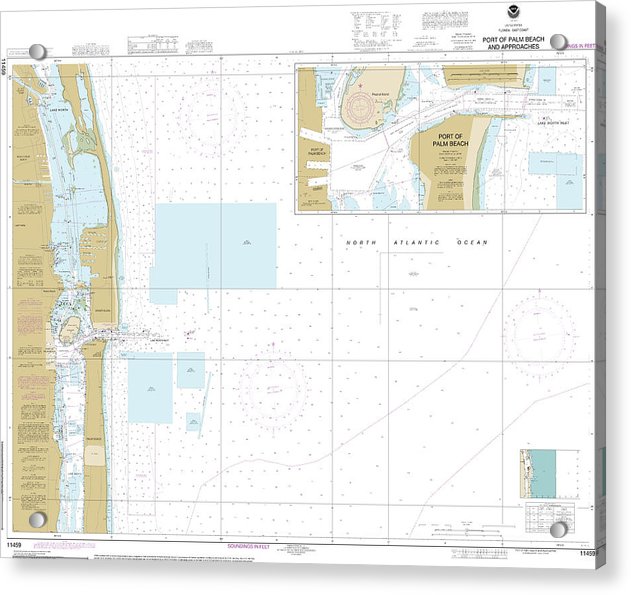 Nautical Chart-11459 Port-palm Beach-approaches - Acrylic Print
