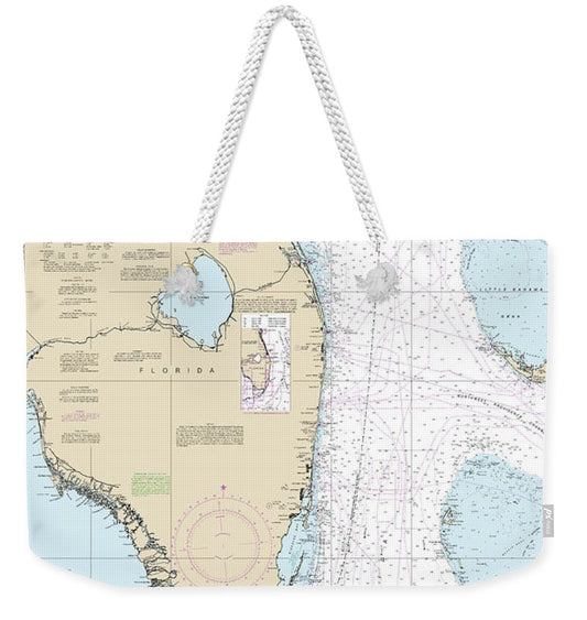 Nautical Chart-11460 Cape Canaveral-key West - Weekender Tote Bag