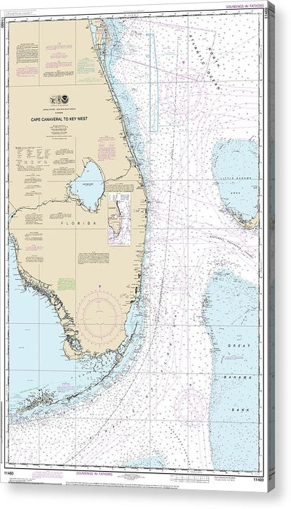 Nautical Chart-11460 Cape Canaveral-Key West  Acrylic Print