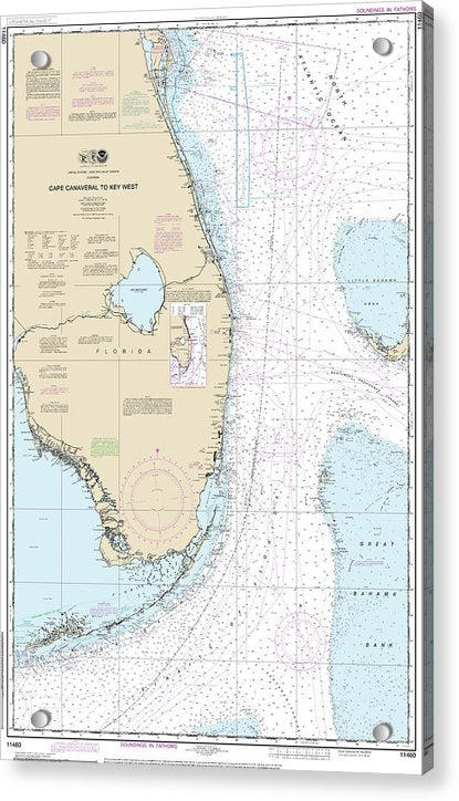 Nautical Chart-11460 Cape Canaveral-key West - Acrylic Print