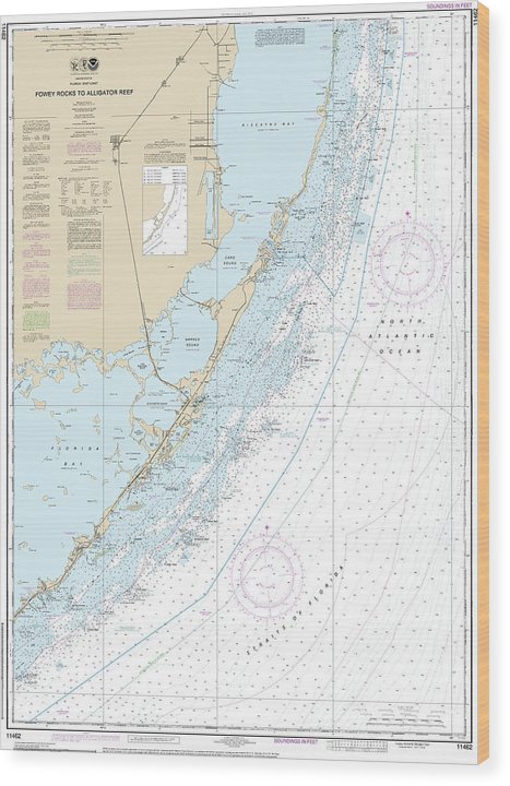 Nautical Chart-11462 Fowey Rocks-Alligator Reef Wood Print
