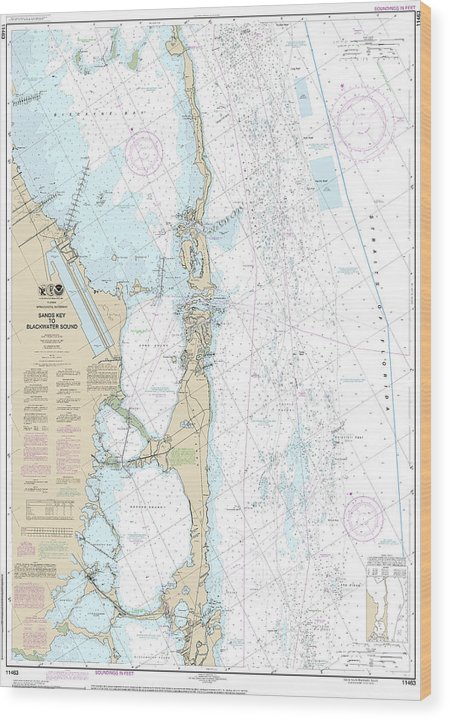 Nautical Chart-11463 Intracoastal Waterway Sands Key-Blackwater Sound Wood Print