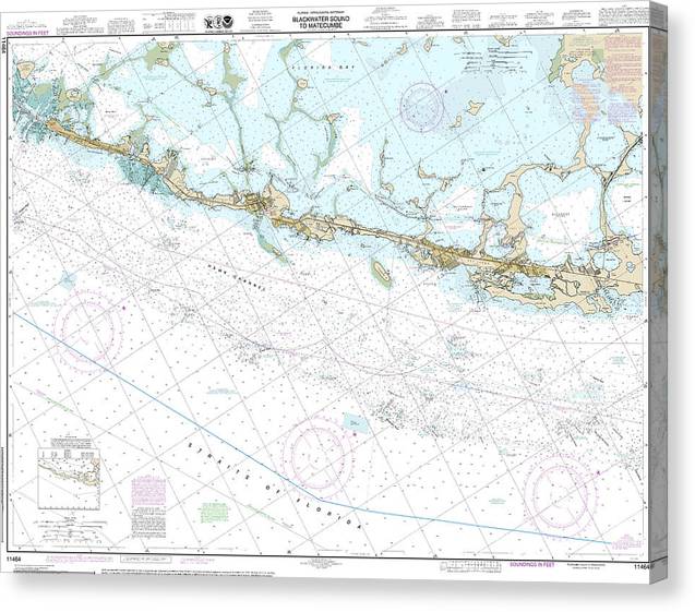 Nautical Chart-11464 Intracoastal Waterway Blackwater Sound-Matecumbe Canvas Print