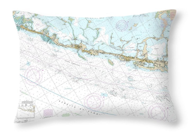 Nautical Chart-11464 Intracoastal Waterway Blackwater Sound-matecumbe - Throw Pillow