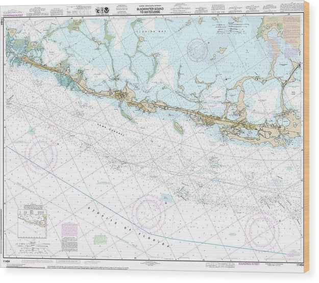 Nautical Chart-11464 Intracoastal Waterway Blackwater Sound-Matecumbe Wood Print