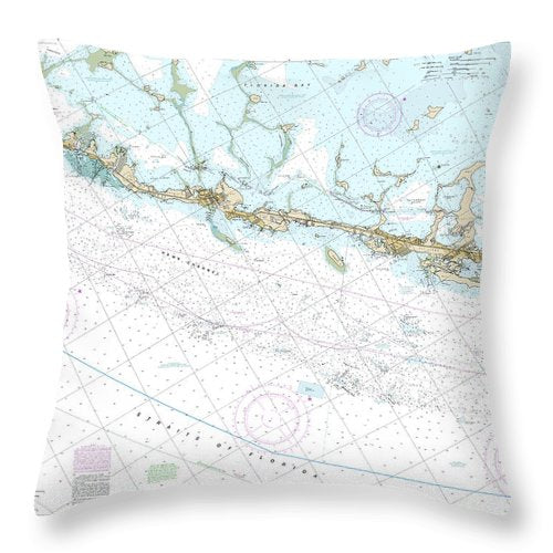 Nautical Chart-11464 Intracoastal Waterway Blackwater Sound-matecumbe - Throw Pillow