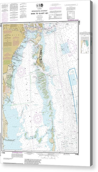 Nautical Chart-11465 Intracoastal Waterway Miami-Elliot Key  Acrylic Print