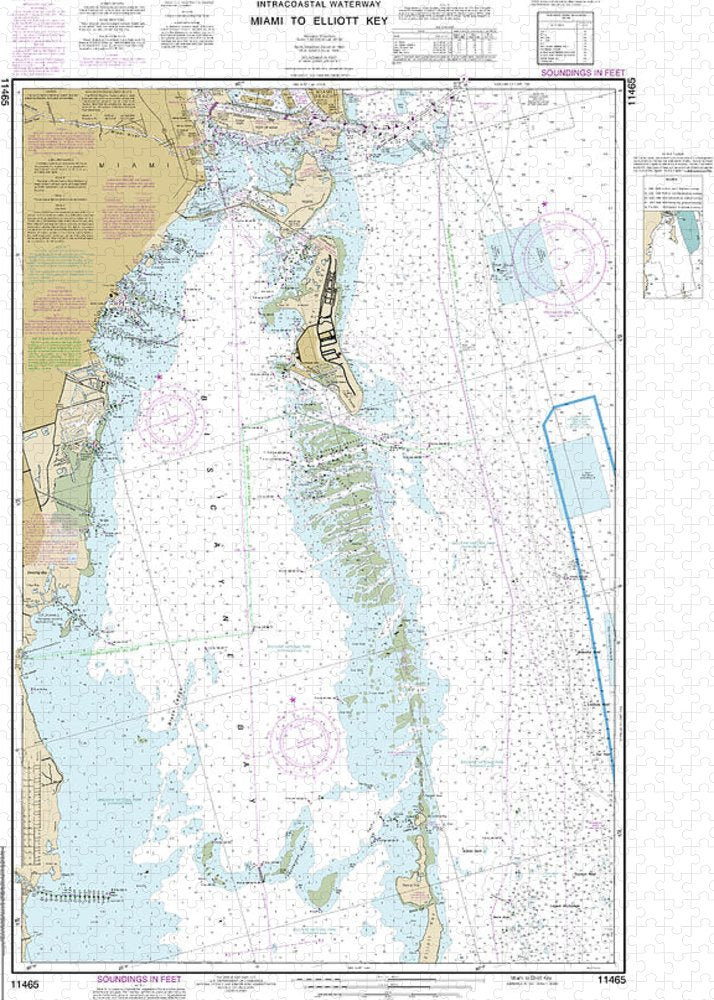 Nautical Chart-11465 Intracoastal Waterway Miami-elliot Key - Puzzle