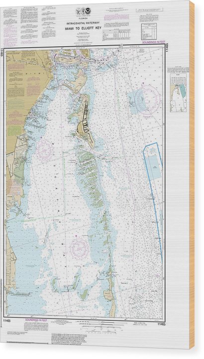 Nautical Chart-11465 Intracoastal Waterway Miami-Elliot Key Wood Print