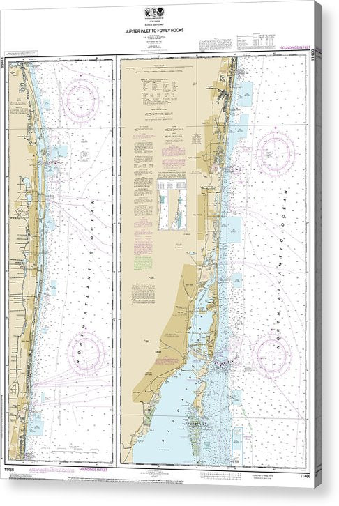 Nautical Chart-11466 Jupiter Inlet-Fowey Rocks, Lake Worth Inlet  Acrylic Print