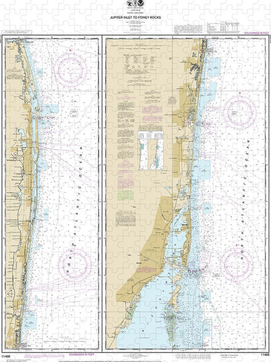 Nautical Chart 11466 Jupiter Inlet Fowey Rocks, Lake Worth Inlet Puzzle