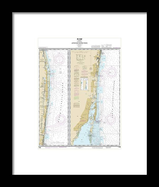 Nautical Chart-11466 Jupiter Inlet-fowey Rocks, Lake Worth Inlet - Framed Print