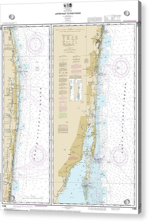 Nautical Chart-11466 Jupiter Inlet-fowey Rocks, Lake Worth Inlet - Acrylic Print