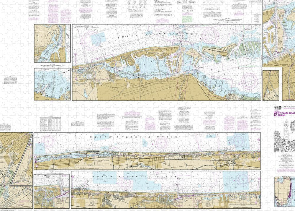 Nautical Chart-11467 Intracoastal Waterway West Palm Beach-miami - Puzzle