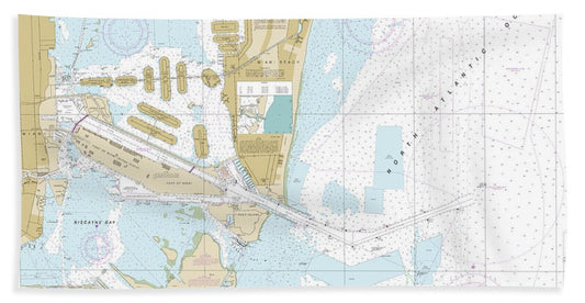 Nautical Chart-11468 Miami Harbor - Bath Towel