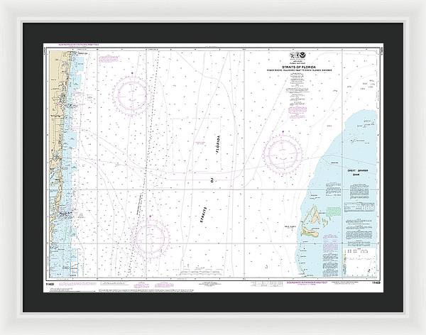 Nautical Chart-11469 Straits-florida Fowey Rocks, Hillsboro Inlet-bimini Islands, Bahamas - Framed Print