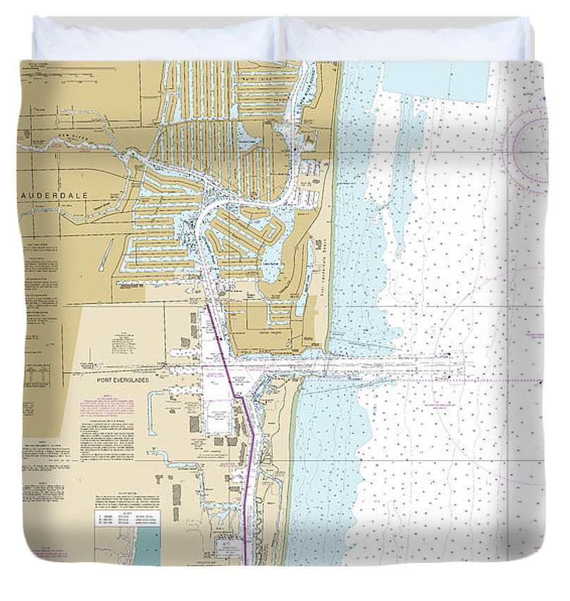 Nautical Chart 11470 Fort Lauderdale Port Everglades Duvet Cover