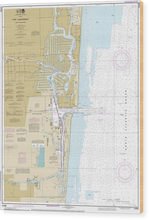 Nautical Chart-11470 Fort Lauderdale Port Everglades Wood Print