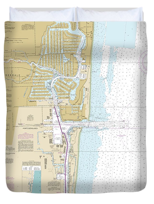 Nautical Chart-11470 Fort Lauderdale Port Everglades - Duvet Cover