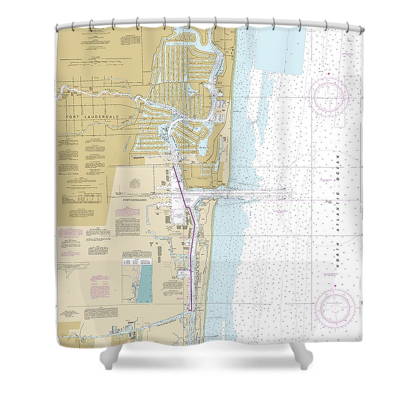 Nautical Chart 11470 Fort Lauderdale Port Everglades Shower Curtain