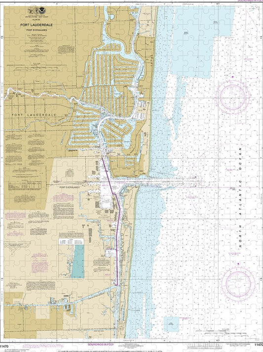 Nautical Chart 11470 Fort Lauderdale Port Everglades Puzzle