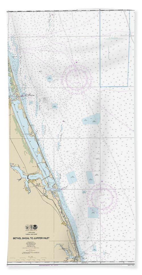 Nautical Chart-11474 Bethel Shoal-jupiter Inlet - Bath Towel