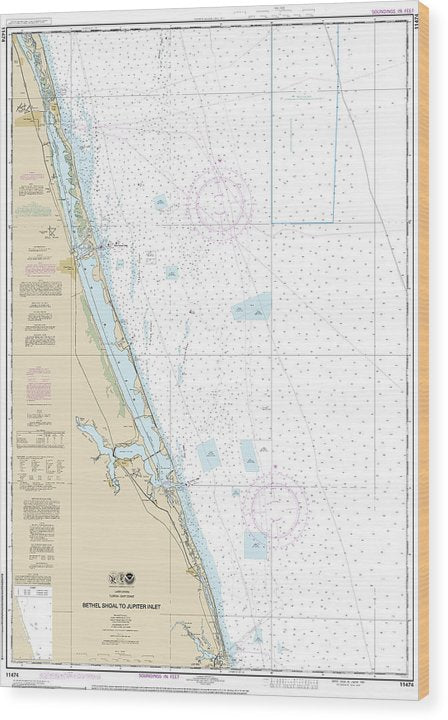 Nautical Chart-11474 Bethel Shoal-Jupiter Inlet Wood Print