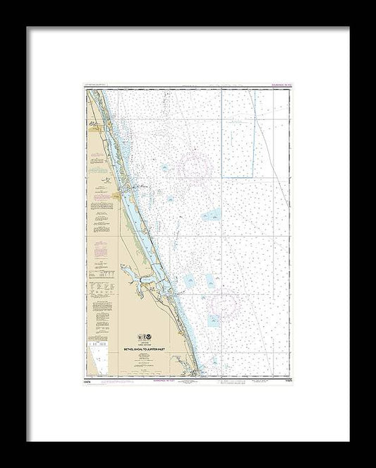Nautical Chart-11474 Bethel Shoal-jupiter Inlet - Framed Print