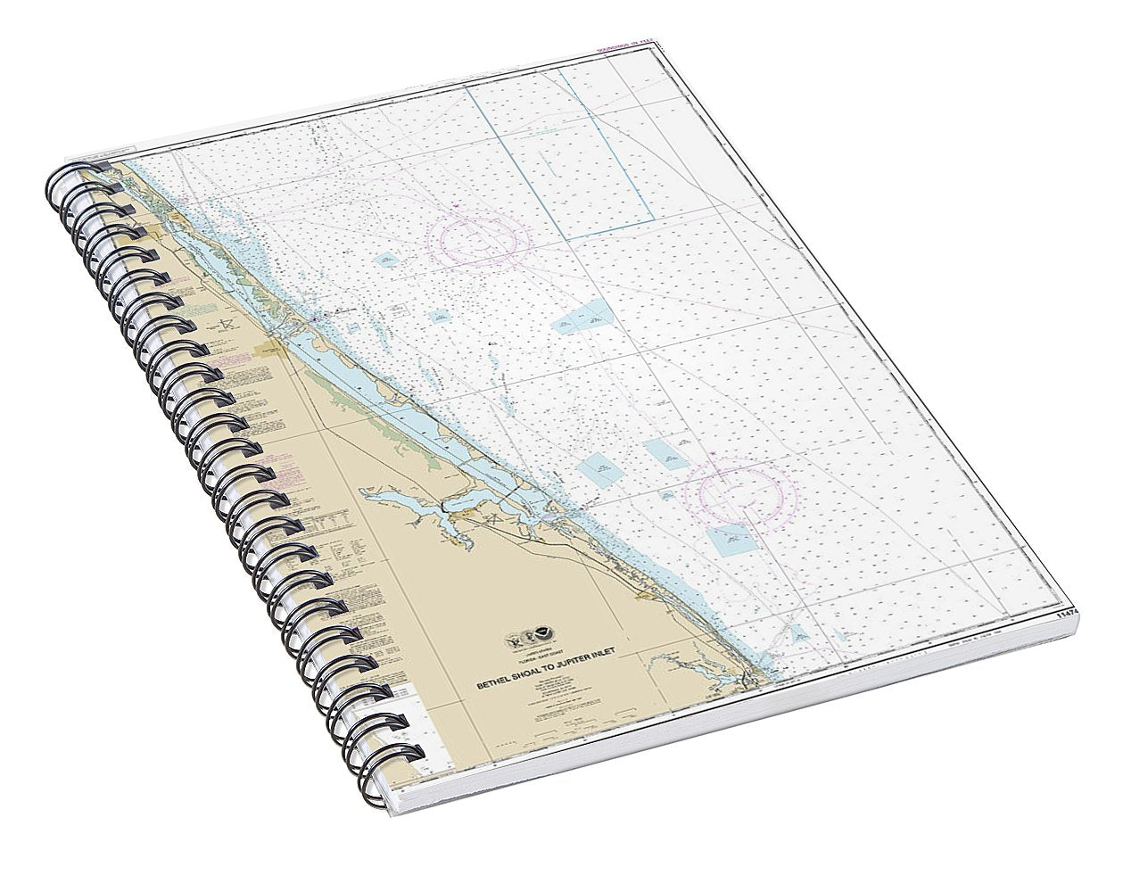 Nautical Chart-11474 Bethel Shoal-jupiter Inlet - Spiral Notebook