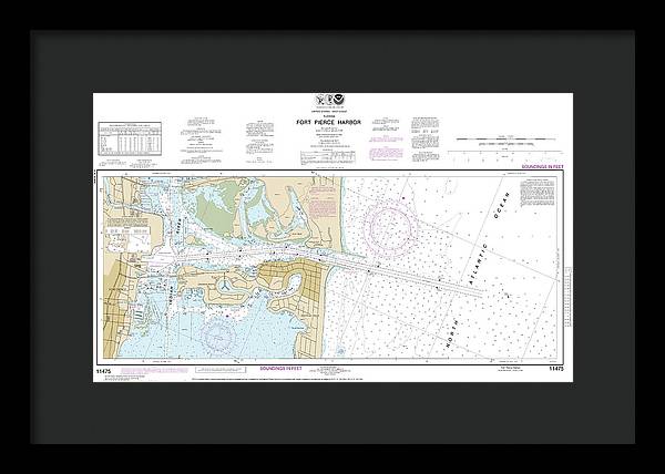 Nautical Chart-11475 Fort Pierce Harbor - Framed Print