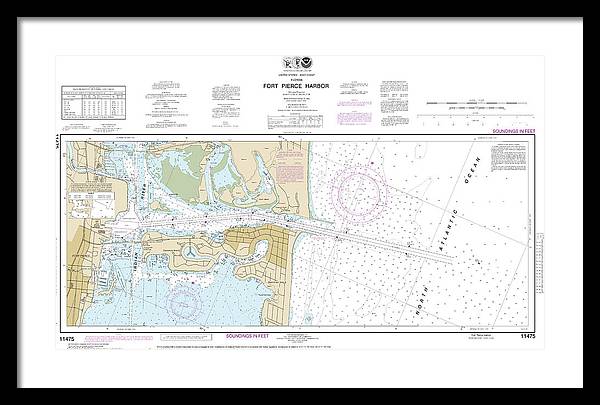 Nautical Chart-11475 Fort Pierce Harbor - Framed Print