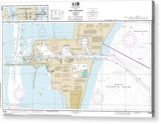 Nautical Chart-11478 Port Canaveral, Canaveral Barge Canal Extension  Acrylic Print