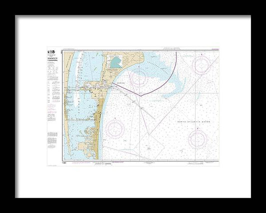 Nautical Chart-11481 Approaches-port Canaveral - Framed Print