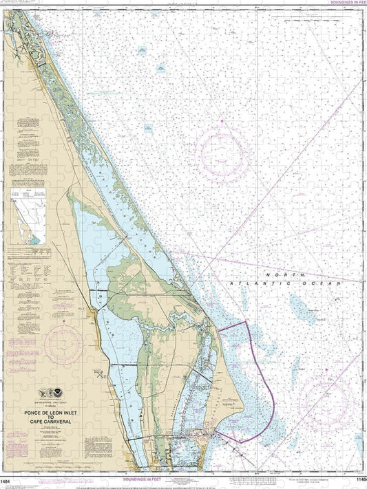 Nautical Chart 11484 Ponce De Leon Inlet Cape Canaveral Puzzle