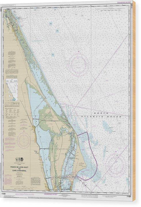 Nautical Chart-11484 Ponce De Leon Inlet-Cape Canaveral Wood Print