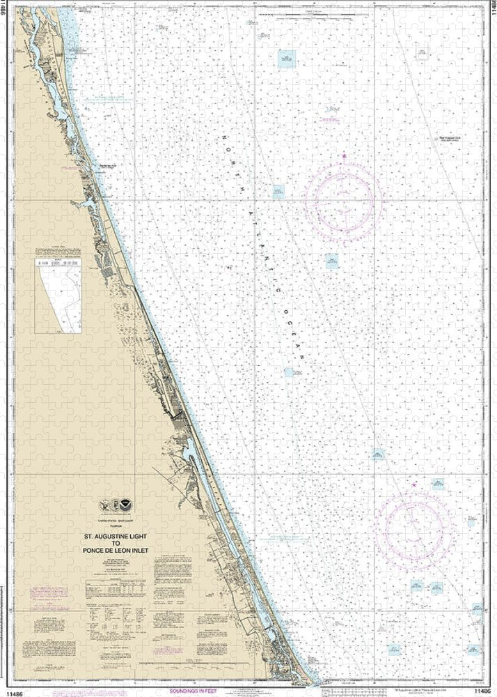 Nautical Chart-11486 St Augustine Light-ponce De Leon Inlet - Puzzle