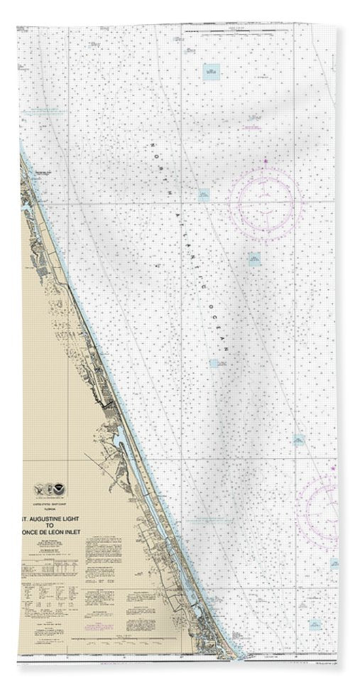 Nautical Chart 11486 St Augustine Light Ponce De Leon Inlet Bath Towel