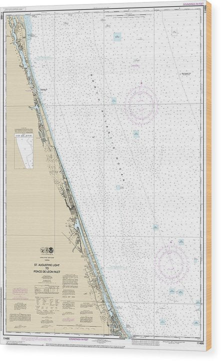 Nautical Chart-11486 St Augustine Light-Ponce De Leon Inlet Wood Print