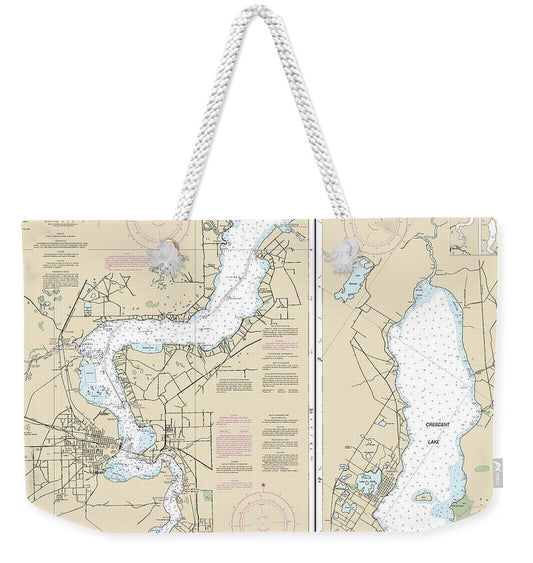 Nautical Chart-11487 St Johns River Racy Point-crescent Lake - Weekender Tote Bag