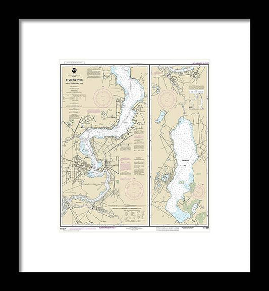 Nautical Chart-11487 St Johns River Racy Point-crescent Lake - Framed Print