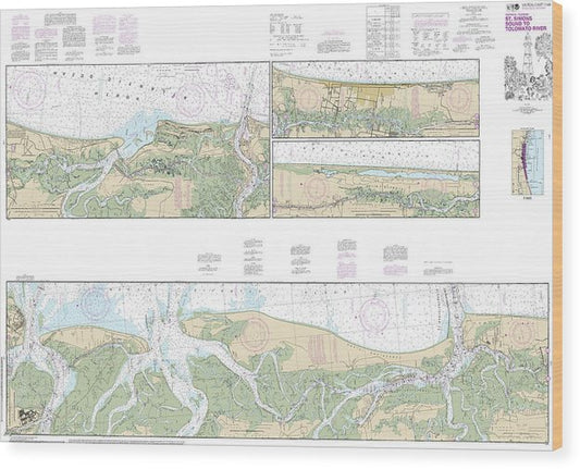 Nautical Chart-11489 Intracoastal Waterway St Simons Sound-Tolomato River Wood Print
