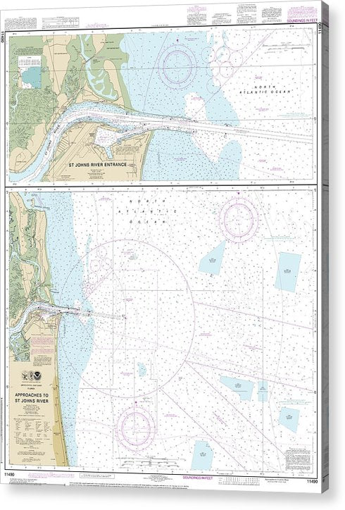 Nautical Chart-11490 Approaches-St Johns River, St Johns River Entrance  Acrylic Print