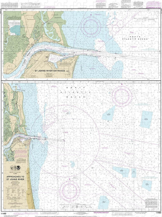 Nautical Chart 11490 Approaches St Johns River, St Johns River Entrance Puzzle